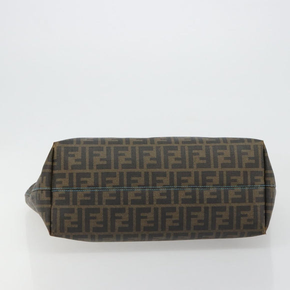 FENDI Zucca Canvas Tote Bag PVC Black Brown Auth bs35373