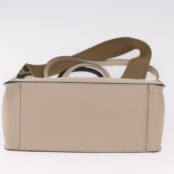 FENDI Flip Tote Bag Leather 3way Navy Gold Auth bs35380A