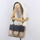 FENDI Flip Tote Bag Leather 3way Navy Gold Auth bs35380A-27