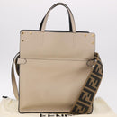 FENDI Flip Tote Bag Leather 3way Navy Gold Auth bs35380A-12