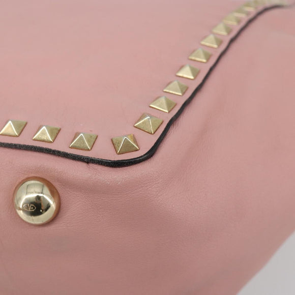 VALENTINO Rock Studs Tote Bag Leather Pink Gold Auth bs35382