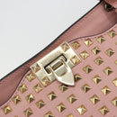 VALENTINO Rock Studs Tote Bag Leather Pink Gold Auth bs35382-10