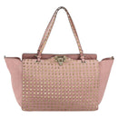 VALENTINO Rock Studs Tote Bag Leather Pink Gold Auth bs35382-13