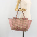 VALENTINO Rock Studs Tote Bag Leather Pink Gold Auth bs35382-23