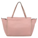 VALENTINO Rock Studs Tote Bag Leather Pink Gold Auth bs35382-2