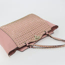 VALENTINO Rock Studs Tote Bag Leather Pink Gold Auth bs35382-6