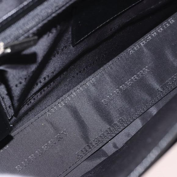 BURBERRY Business Bag Leather Black Silver Auth bs35383
