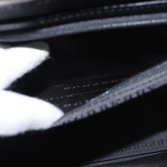 BURBERRY Business Bag Leather Black Silver Auth bs35383