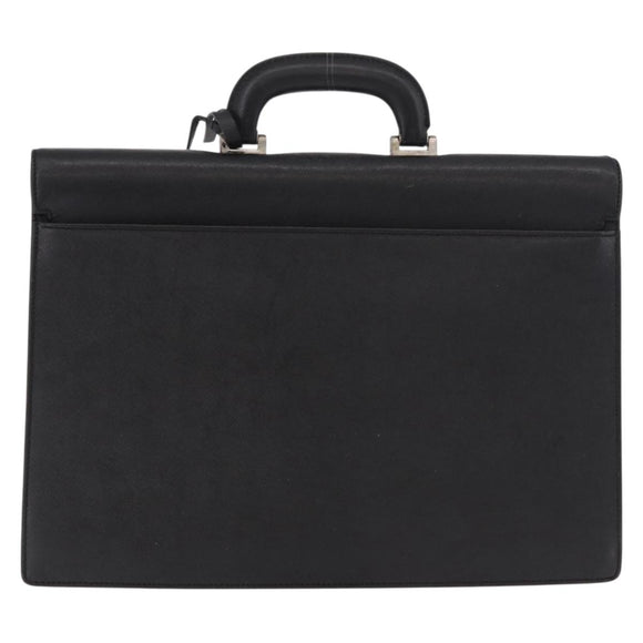 BURBERRY Business Bag Leather Black Silver Auth bs35383