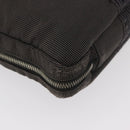 HERMES Her Line Hand Bag Canvas Black Silver Auth bs35384-12