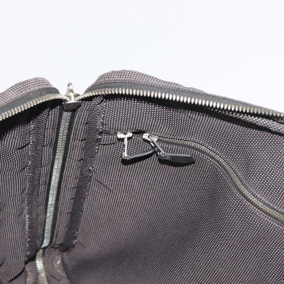 HERMES Her Line Hand Bag Canvas Black Silver Auth bs35384