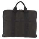 HERMES Her Line Hand Bag Canvas Black Silver Auth bs35384-2