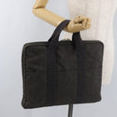 HERMES Her Line Hand Bag Canvas Black Silver Auth bs35384-22