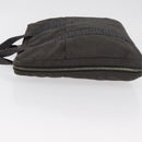 HERMES Her Line Hand Bag Canvas Black Silver Auth bs35384-5