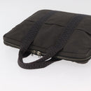 HERMES Her Line Hand Bag Canvas Black Silver Auth bs35384-6