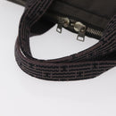 HERMES Her Line Hand Bag Canvas Black Silver Auth bs35384-7