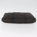 HERMES Her Line Hand Bag Canvas Black Silver Auth bs35384-9