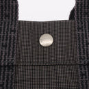 HERMES Her Line Hand Bag Canvas Schwarz Silber Auth bs35385A-14