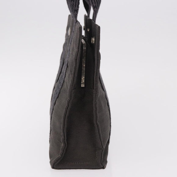 HERMES Her Line Hand Bag Canvas Schwarz Silber Auth bs35385A