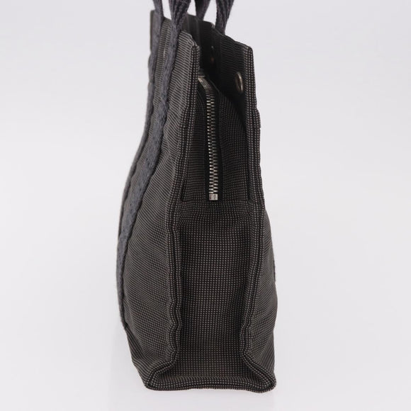 HERMES Her Line Hand Bag Canvas Schwarz Silber Auth bs35385A