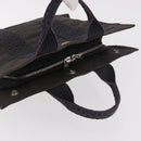HERMES Her Line Hand Bag Canvas Schwarz Silber Auth bs35385A-6