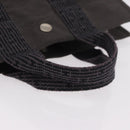 HERMES Her Line Hand Bag Canvas Schwarz Silber Auth bs35385A-7