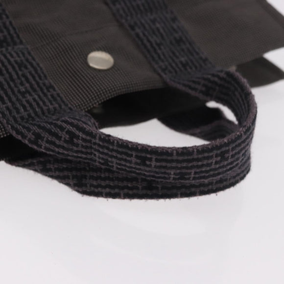HERMES Her Line Hand Bag Canvas Schwarz Silber Auth bs35385A
