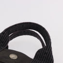 HERMES Her Line Hand Bag Canvas Schwarz Silber Auth bs35385A-8