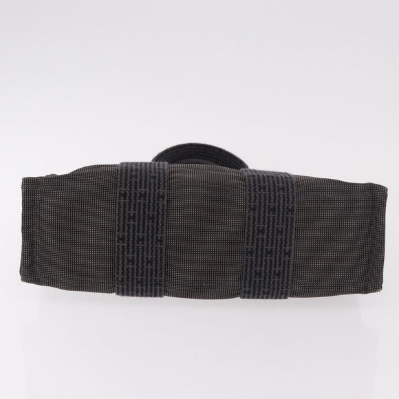 HERMES Her Line Hand Bag Canvas Schwarz Silber Auth bs35385A