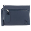 LOUIS VUITTON Takeoff Pouch Rindsleder Blue Atlantic M82813 Auth bs35391A-13