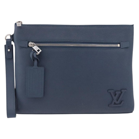 LOUIS VUITTON Takeoff Pouch Rindsleder Blue Atlantic M82813 Auth bs35391A