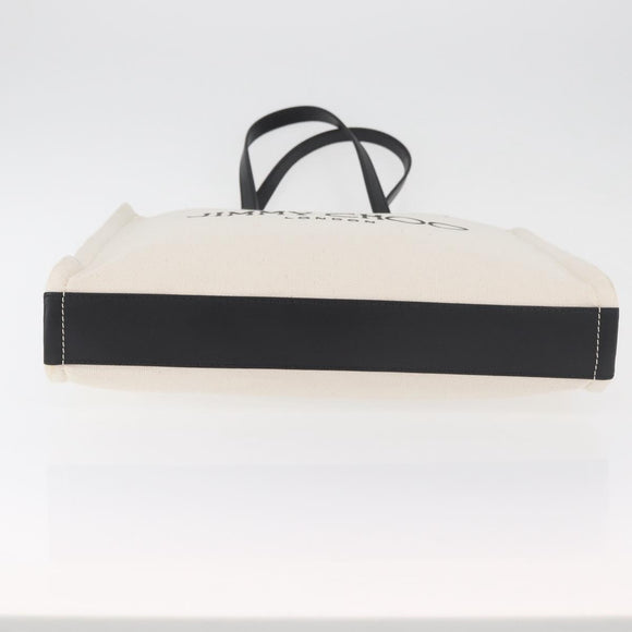 Jimmy Choo Tote Bag Canvas Ivory Silver Auth bs35392A