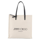 Jimmy Choo Tote Bag Canvas Ivory Silver Auth bs35392A-2