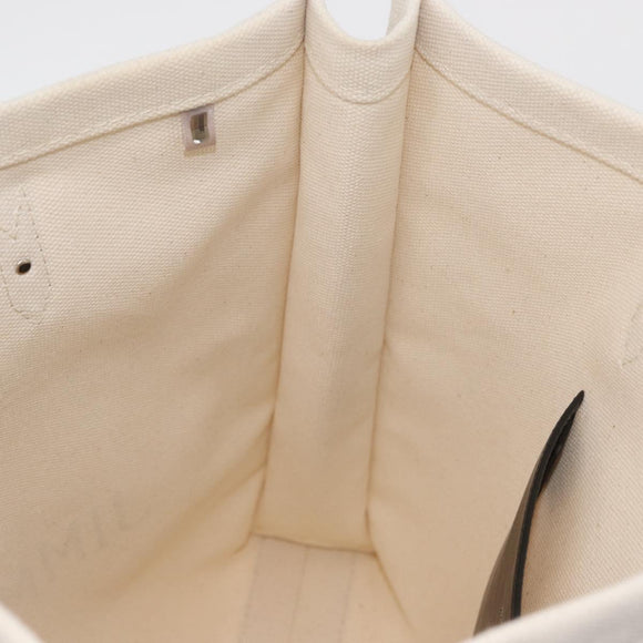 Jimmy Choo Tote Bag Canvas Ivory Silver Auth bs35392A
