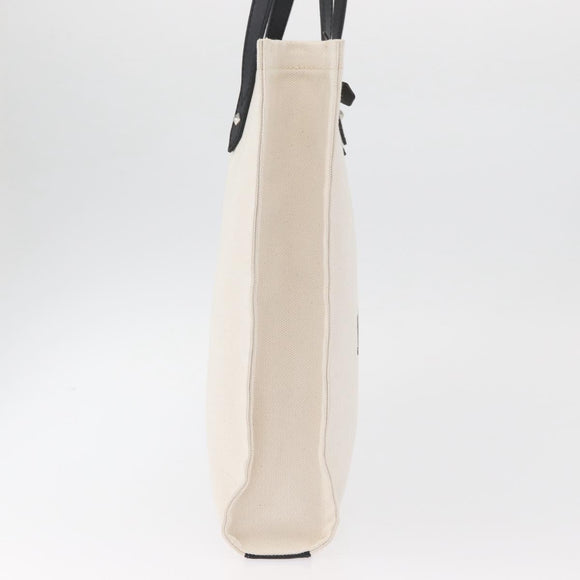 Jimmy Choo Tote Bag Canvas Ivory Silver Auth bs35392A