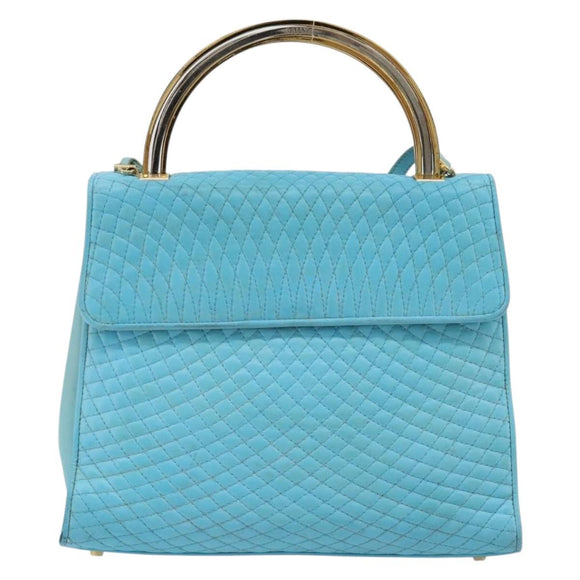 BALLY Handtasche Leder 2way Hellblau Gold Original bs35393