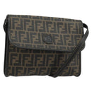FENDI Zucca Canvas Shoulder Bag PVC Black Brown Auth bs35394A-1