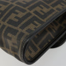FENDI Zucca Canvas Shoulder Bag PVC Black Brown Auth bs35394A-16