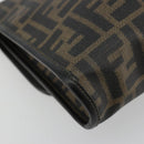 FENDI Zucca Canvas Shoulder Bag PVC Black Brown Auth bs35394A-17