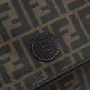 FENDI Zucca Canvas Shoulder Bag PVC Black Brown Auth bs35394A-18