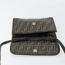 FENDI Zucca Canvas Shoulder Bag PVC Black Brown Auth bs35394A-9