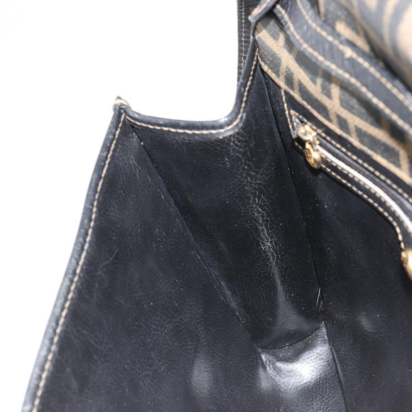 FENDI Zucca Canvas Shoulder Bag PVC Black Brown Auth bs35394A