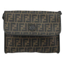 FENDI Zucca Canvas Shoulder Bag PVC Black Brown Auth bs35394A-13