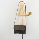 FENDI Zucca Canvas Shoulder Bag PVC Black Brown Auth bs35394A-23