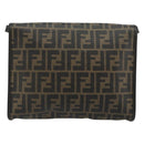 FENDI Zucca Canvas Shoulder Bag PVC Black Brown Auth bs35394A-2
