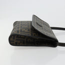 FENDI Zucca Canvas Shoulder Bag PVC Black Brown Auth bs35394A-3