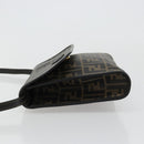 FENDI Zucca Canvas Shoulder Bag PVC Black Brown Auth bs35394A-4