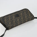 FENDI Zucca Canvas Shoulder Bag PVC Black Brown Auth bs35394A-6