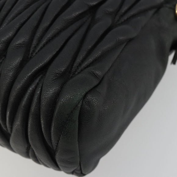 Miu Miu Hand Bag Leather Black Gold Auth bs35395A