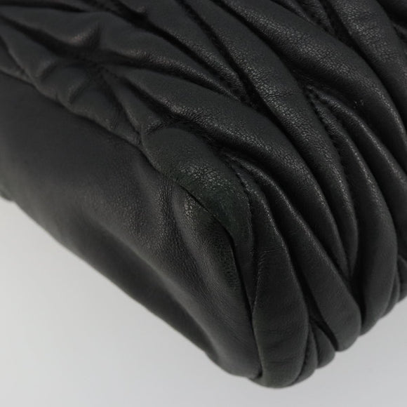 Miu Miu Hand Bag Leather Black Gold Auth bs35395A